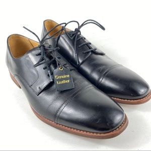 Mens Brandt Black Leather Cap Toe Dress Shoes